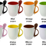 Ceramic mug with ceramic spoon colors
