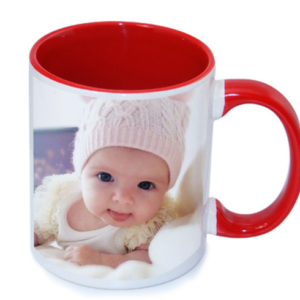 Personalized Red rim & Handle Mug - Image 1