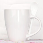 Ceramic mug with ceramic spoon white