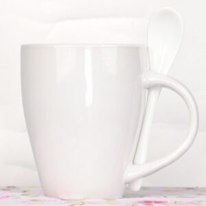 Ceramic mug with ceramic spoon white - Image 1