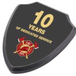 White Shield MDF Plaque W/ Black Edge - 9" X 7"
